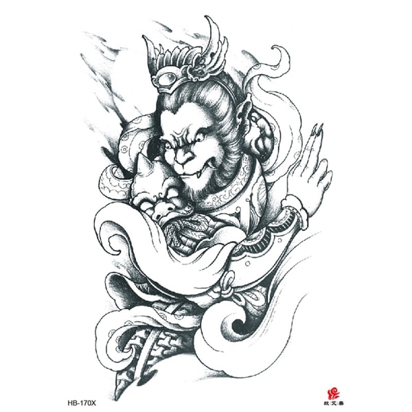 Midlertidig tatovering 21 x 15 cm - Asian God