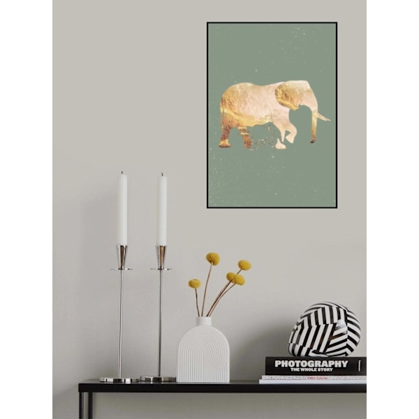 Sage Green Gold Elephants 2 MultiColor 50x70 cm