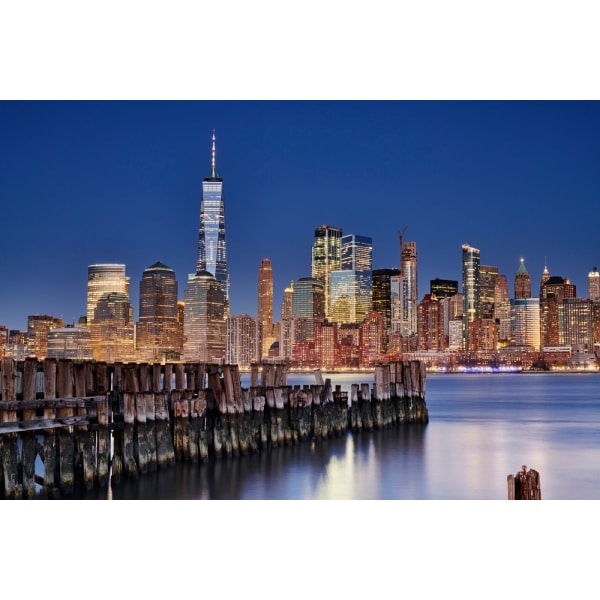 Manhattan Skyline Om Natten MultiColor 21x30 cm