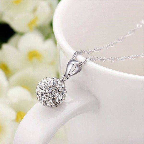 Ball necklace - silver color with rhinestone