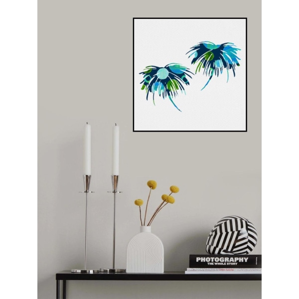 Tropical Palm Tree Blue Circle Abstract MultiColor 30x40 cm