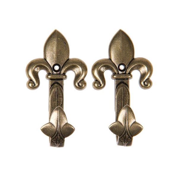 Kolser - Decorative hooks for hanging - small fleur-de-lis 2-pack Gold