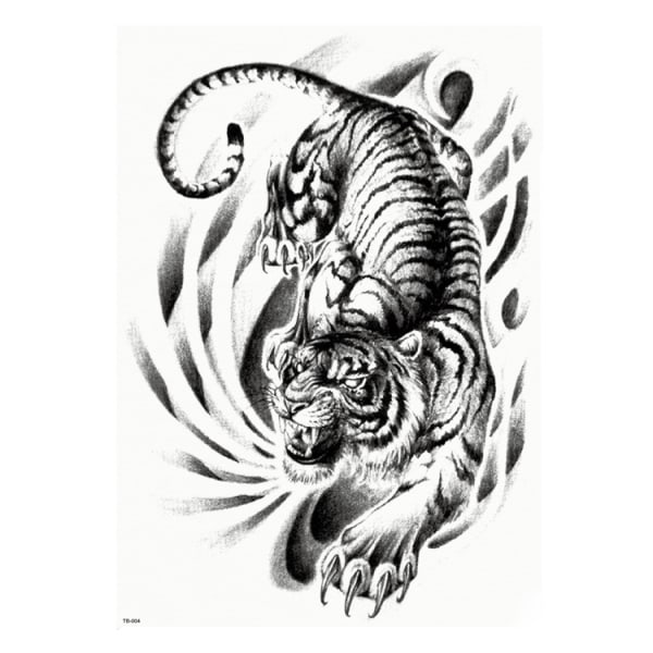 FULD BAKBORD! Midlertidig tatovering 48 x 34cm - tiger