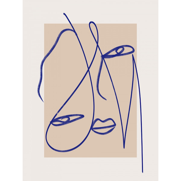 Abstract Blue Line Art MultiColor 50x70 cm