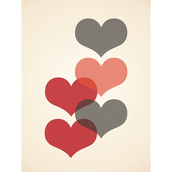 Mid Century Hearts In Red MultiColor 50x70 cm
