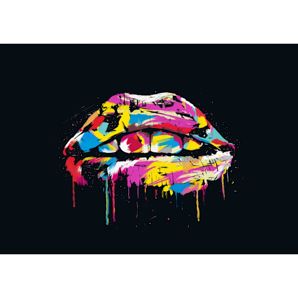 Farverige Læber MultiColor 50x70 cm