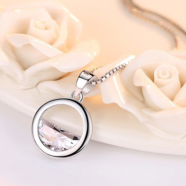 Necklace - silver color with rhinestone