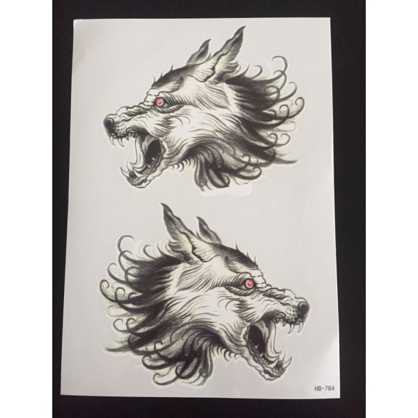 Midlertidig tatovering 21 x 15 cm - Crazy Wolf