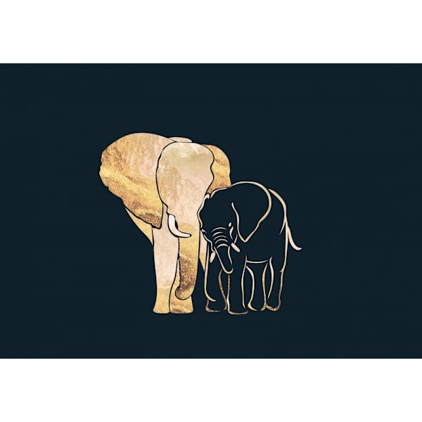 Black Gold Elephants 1 MultiColor 70x100 cm