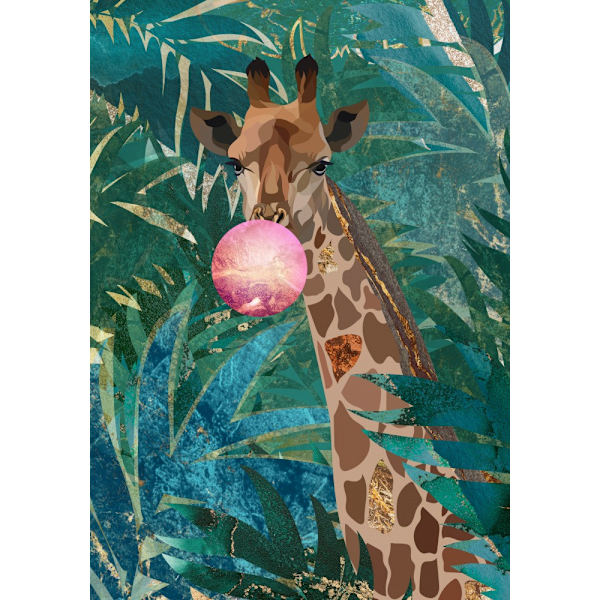 Bubblegum Giraffe In The Jungle MultiColor 21x30 cm