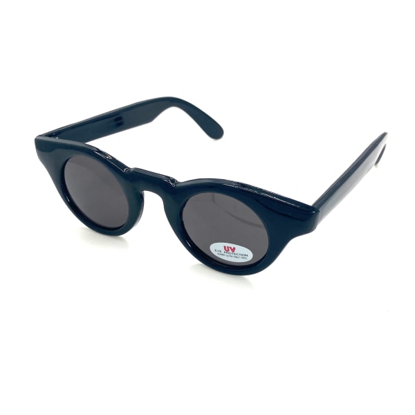 Solbriller runde sorte med sort linse