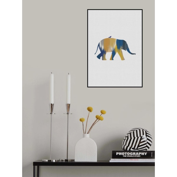 Blå og gul elefant MultiColor 70x100 cm