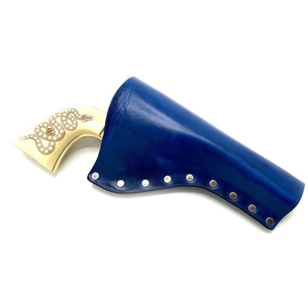 JJ Custom Works - Colt .45 Peacemaker Holster - Right - 4.75" - Blue - Plain - Nickel Studs Right side - 4,75"