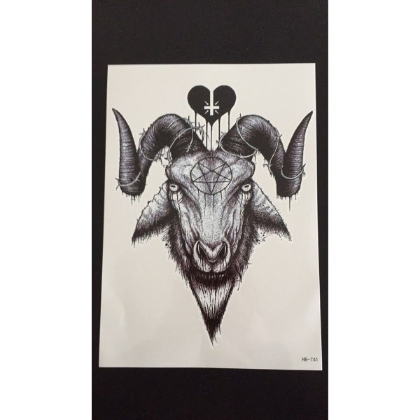 Tillfällig Tatuering 21 x 15cm - Satanic Goat