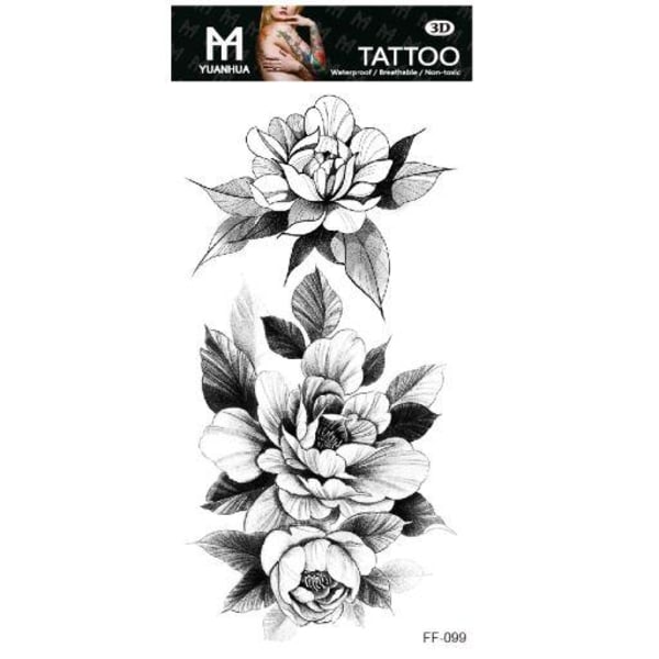 Väliaikainen tatuointi 19 x 9cm - 2 pientä kukkapensaaa