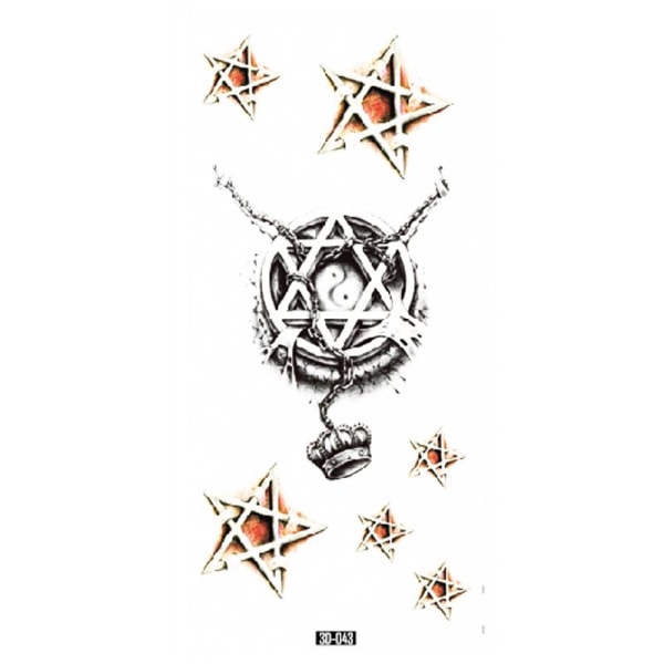 Midlertidig tatovering 19 x 9 cm - Pentagram og Davidsstjerne