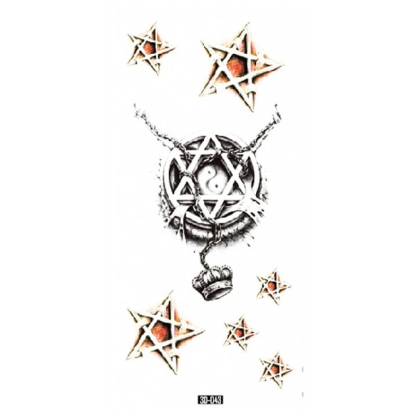 Midlertidig tatovering 19 x 9cm - Pentagram og davidsstjerne