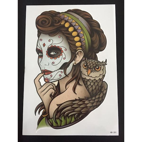 Tillfällig Tatuering 21 x 15cm - necromantic kvinna