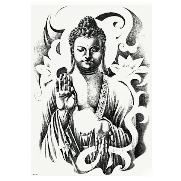 HEL RYGGTAVLA! Tillfällig Tatuering 48 x 34cm - buddah