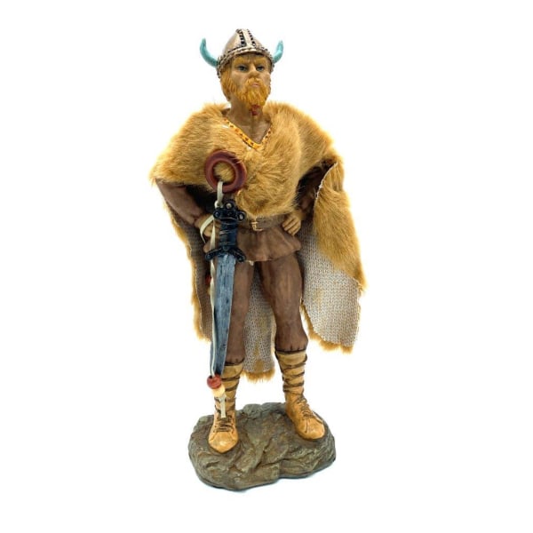 Stor Viking krigare handmålad figur svärd och hjälm