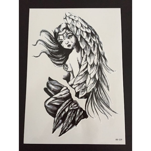 Tillfällig Tatuering 21 x 15cm - fågelflicka