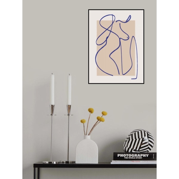 Abstrakti sininen viiva taide 2 MultiColor 21x30 cm