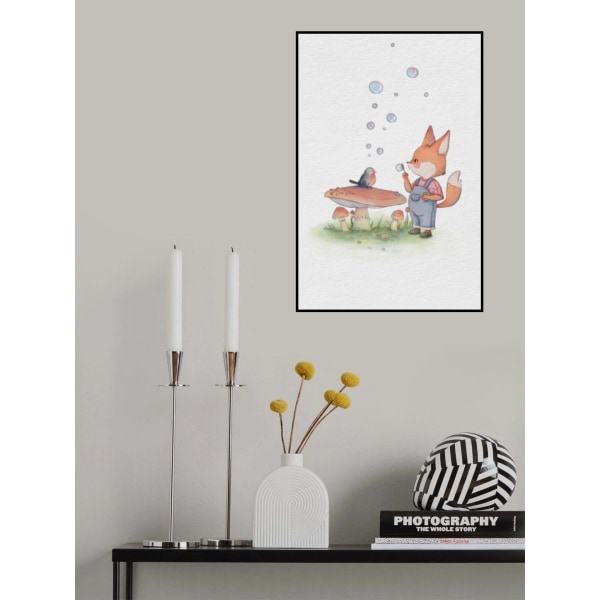 Fox And Bird Illustration MultiColor 30x40 cm