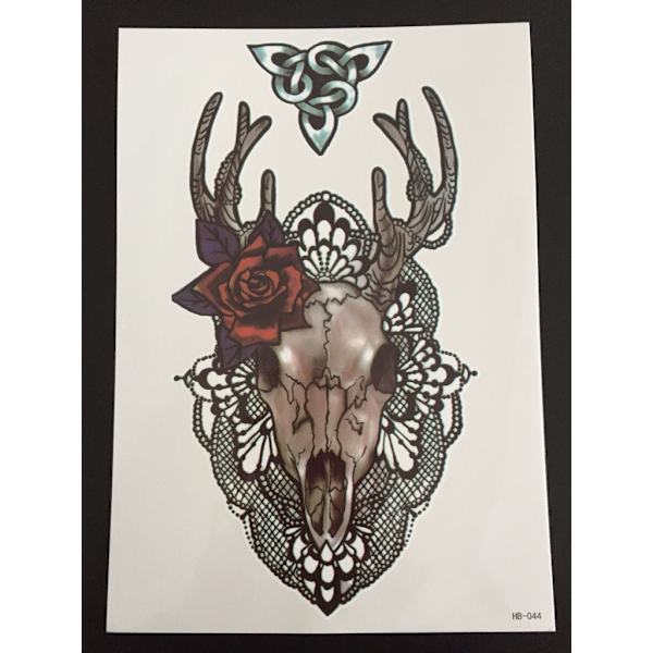Tillfällig Tatuering 21 x 15cm - Deer skull flower