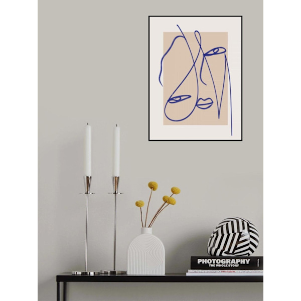 Abstract Blue Line Art MultiColor 50x70 cm