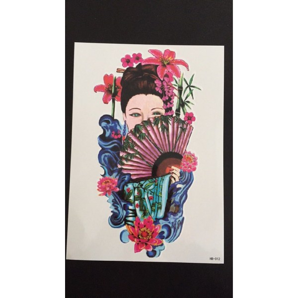 Midlertidig tatovering 21 x 15cm - geisha
