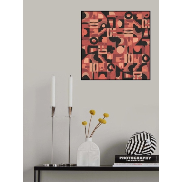 Mid Century Grid Pattern Nine MultiColor 50x70 cm