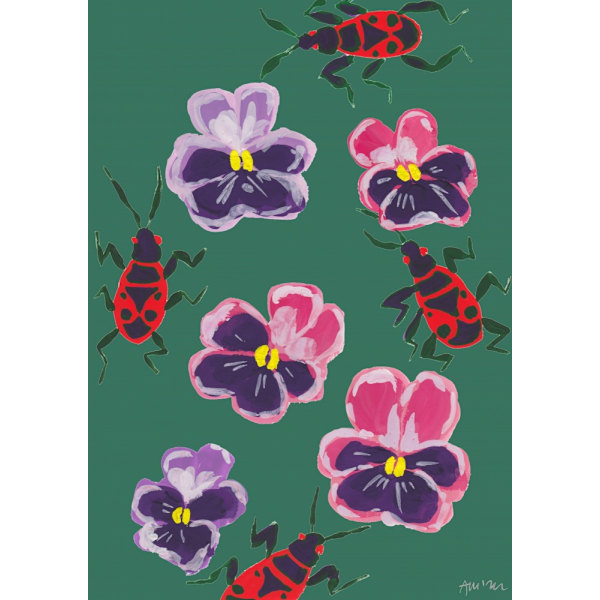 Red Bugs And Pansies MultiColor 21x30 cm