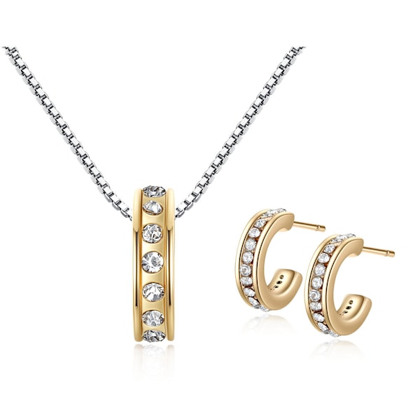 Vackert set matchande örhängen och halsband - ringar guld