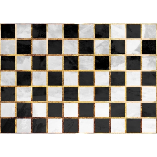 Checkerboard Black Gold White Concrete MultiColor 30x40 cm