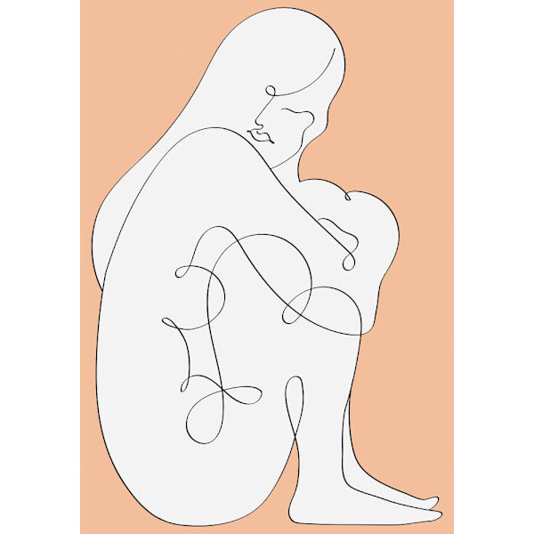 Line Girl In Peach MultiColor 70x100 cm