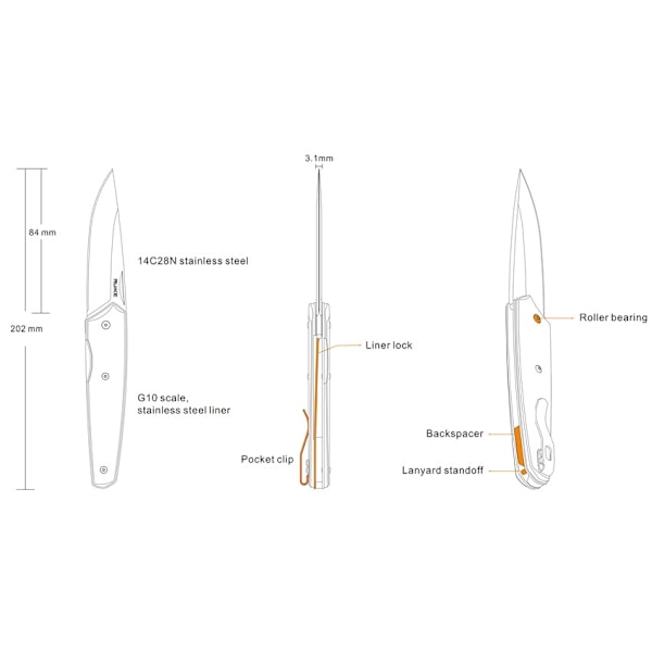 Ruike P848-B Folding knife Black