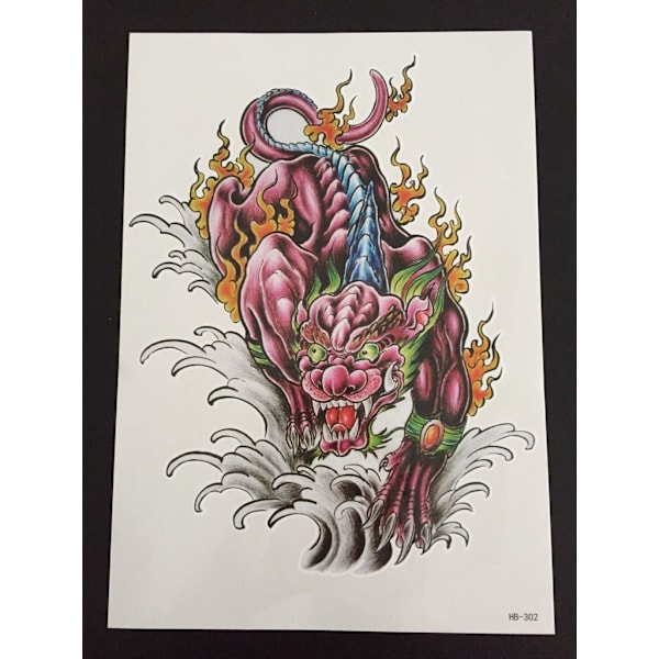 Midlertidig tatovering 21 x 15cm - orientalsk tiger / drage