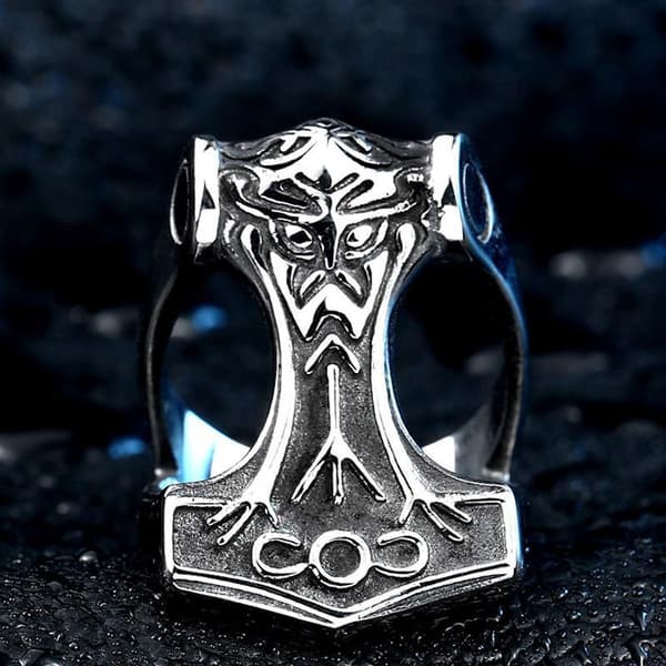 Open Thor's hammer ring – size 9 #9