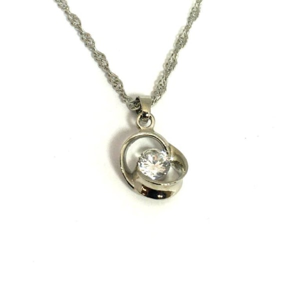 Beautiful necklace - silver color, rhinestone