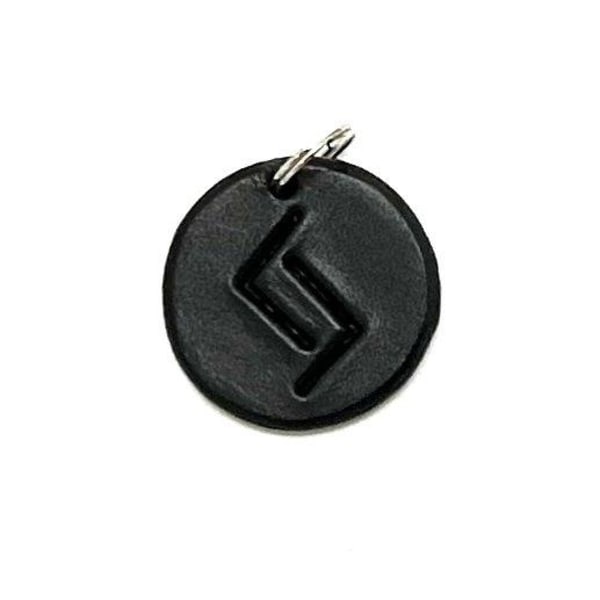 Handmade pendant with nordic rune made of swedish leather