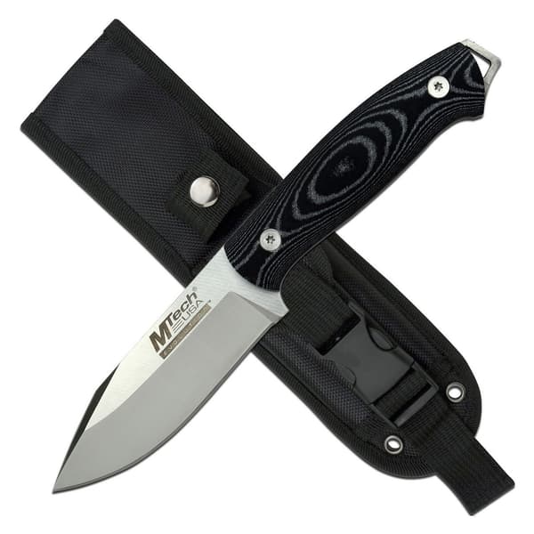 MTech Evolution MTE-FIX008-S full tang hunting knife with micarta handle – 5" 8Cr13 drop point blade, 9" (approx. 23 cm) overall