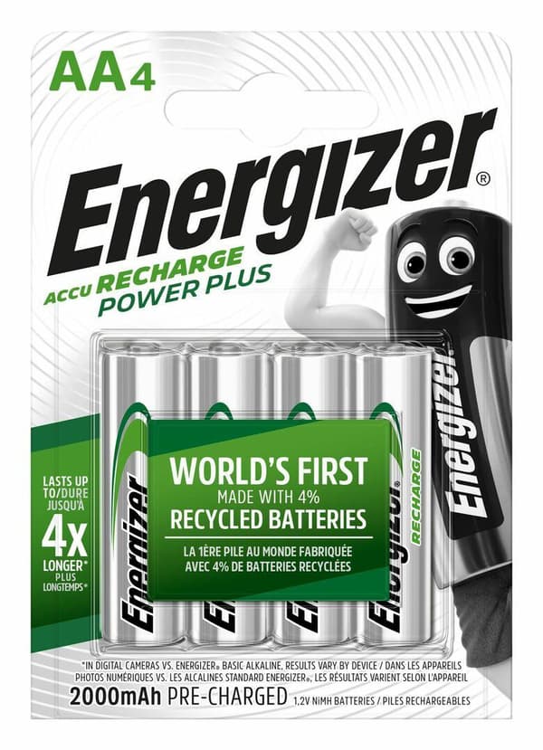 Energizer Power Plus laddningsbara AA-batterier 2000 mAh – 4-pack grå