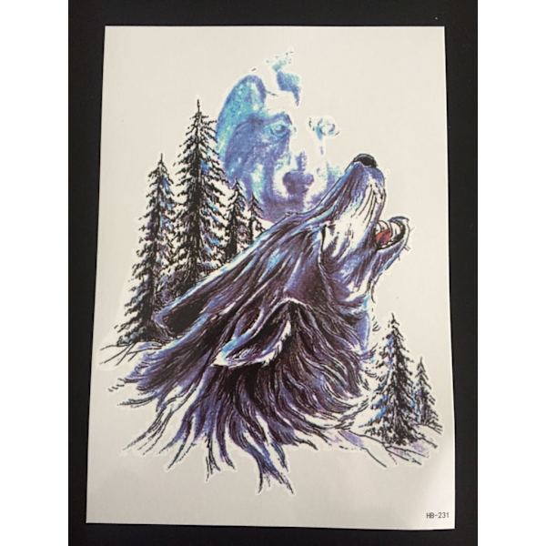 Tillfällig Tatuering 21 x 15cm - wolf