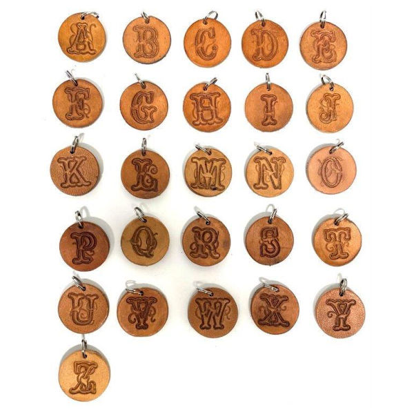 Handmade pendant of swedish leather with old english letter Nature M