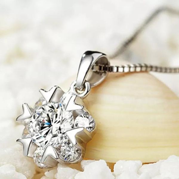Necklace - silver color with rhinestone