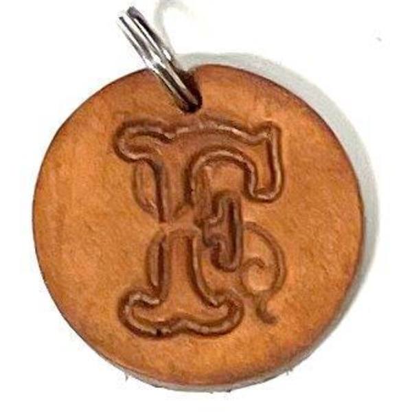 Handmade pendant of swedish leather with old english letter Nature F