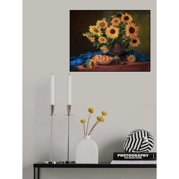 Auringonkukkia ja luumuja -asetelma MultiColor 50x70 cm