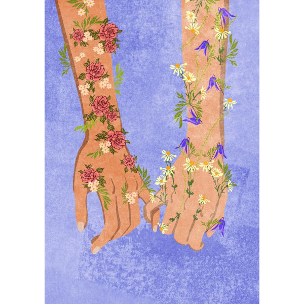 Holding Hands MultiColor 50x70 cm