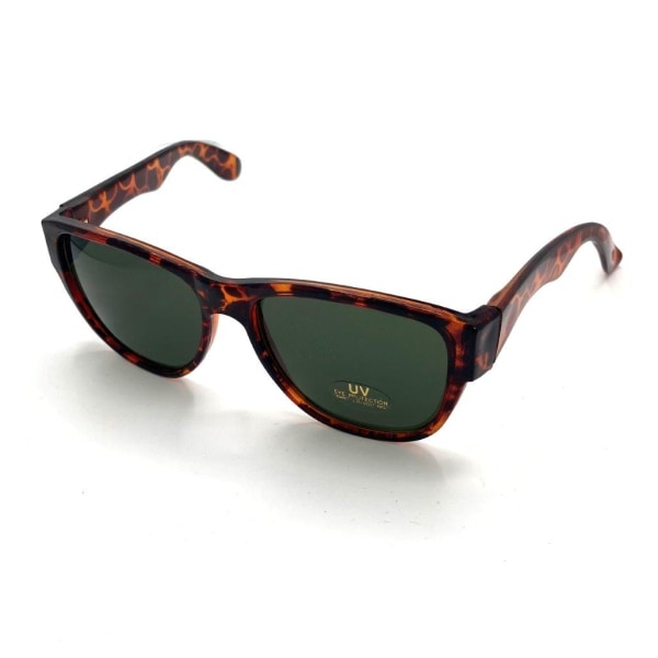 Skilpaddefargede solbriller med sort linse