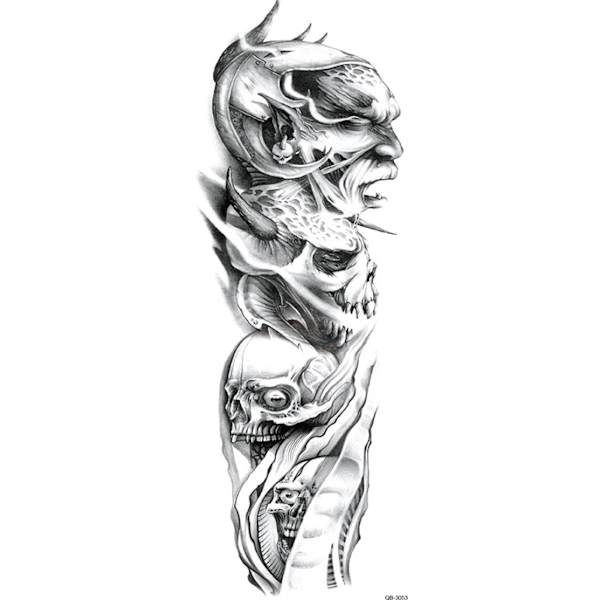 OBS! SE STORLEK! Tillfällig Tatuering - 46 x 17 cm - demoner